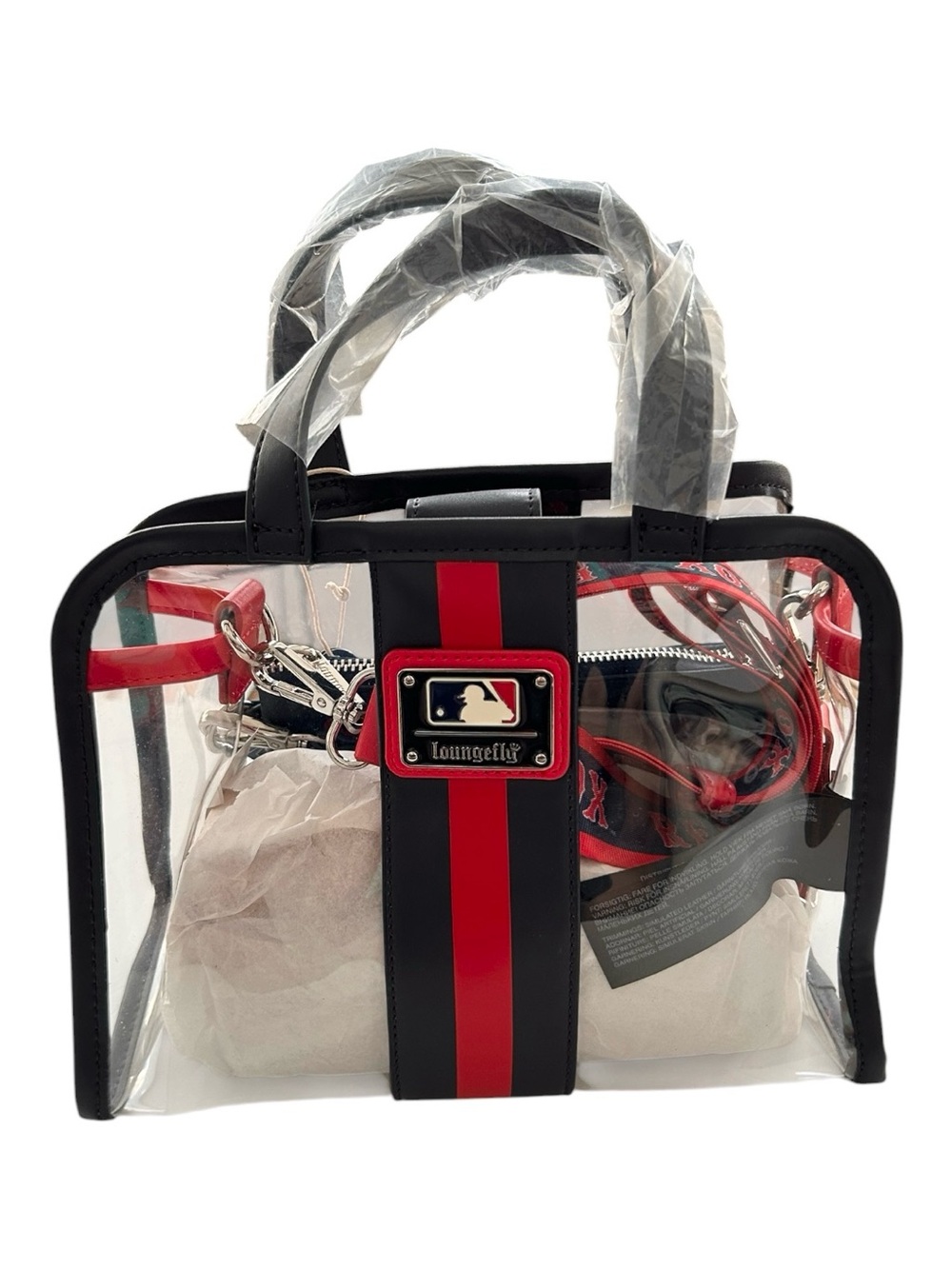 NWT MLB Boston Red Sox Clear Tote Crossbody Stadium Bag with Pouch